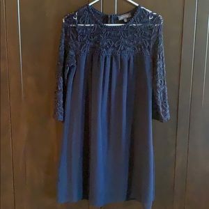 Navy blue sleeved dress
